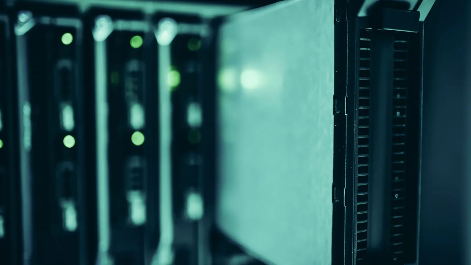 Server racks in a data center, representing the infrastructure behind technical SEO